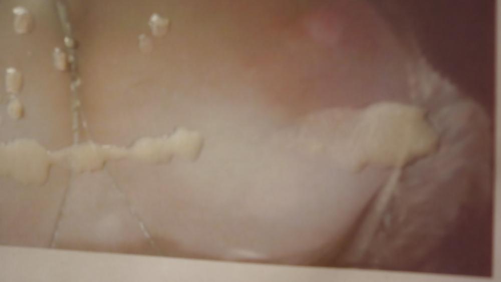 7P Freakstah's tits get a cum bath from TosserTim