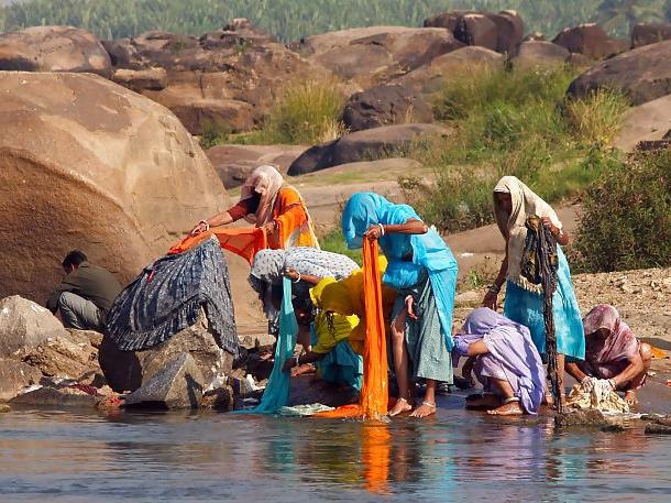 11P Indian  bath in  river