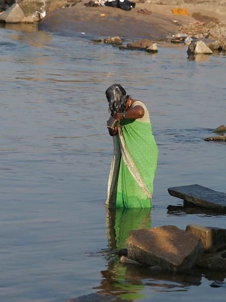 11P Indian  bath in  river