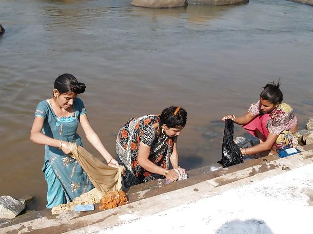 11P Indian  bath in  river