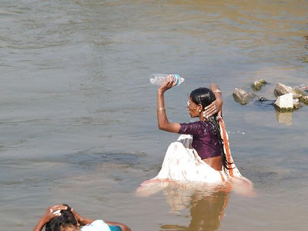 11P Indian  bath in  river