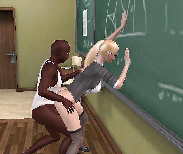 21P 3D Interracial Class Room