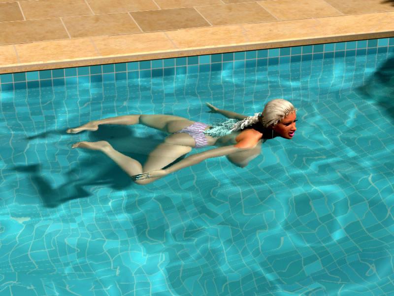 12P Sexy 3D blonde with enormous boobs caught topless near the pool