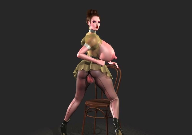12P Huge breasted 3D toon shows tits and puffy pussy