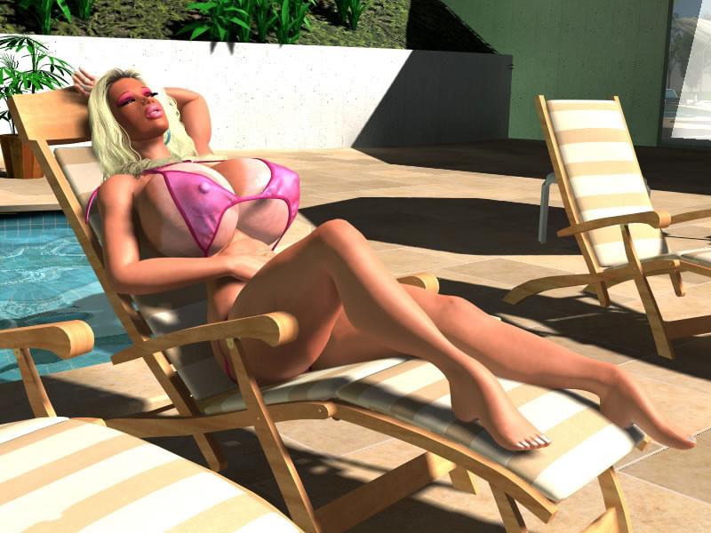 12P Busty 3D stunner shows her massive globes