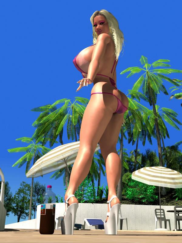 12P Busty 3D stunner shows her massive globes