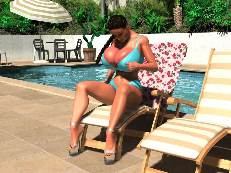 12P Busty 3D stunner shows her massive globes