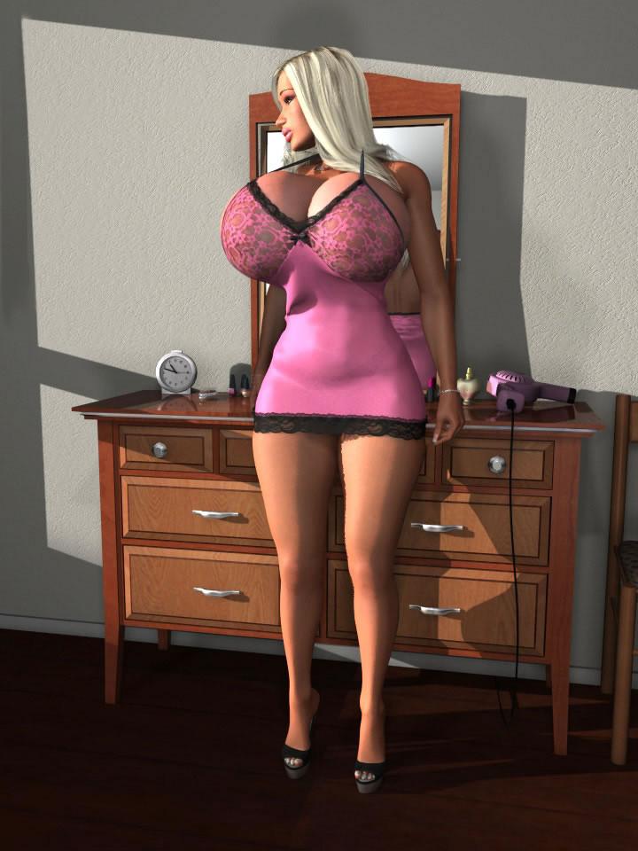 12P Hot 3D blonde babe exposing her giant natural tits