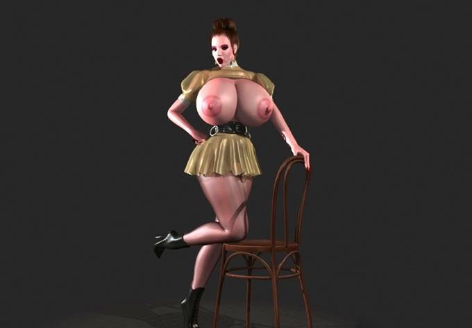 12P Big breasted 3D hottie shows boobs and puffy pussy