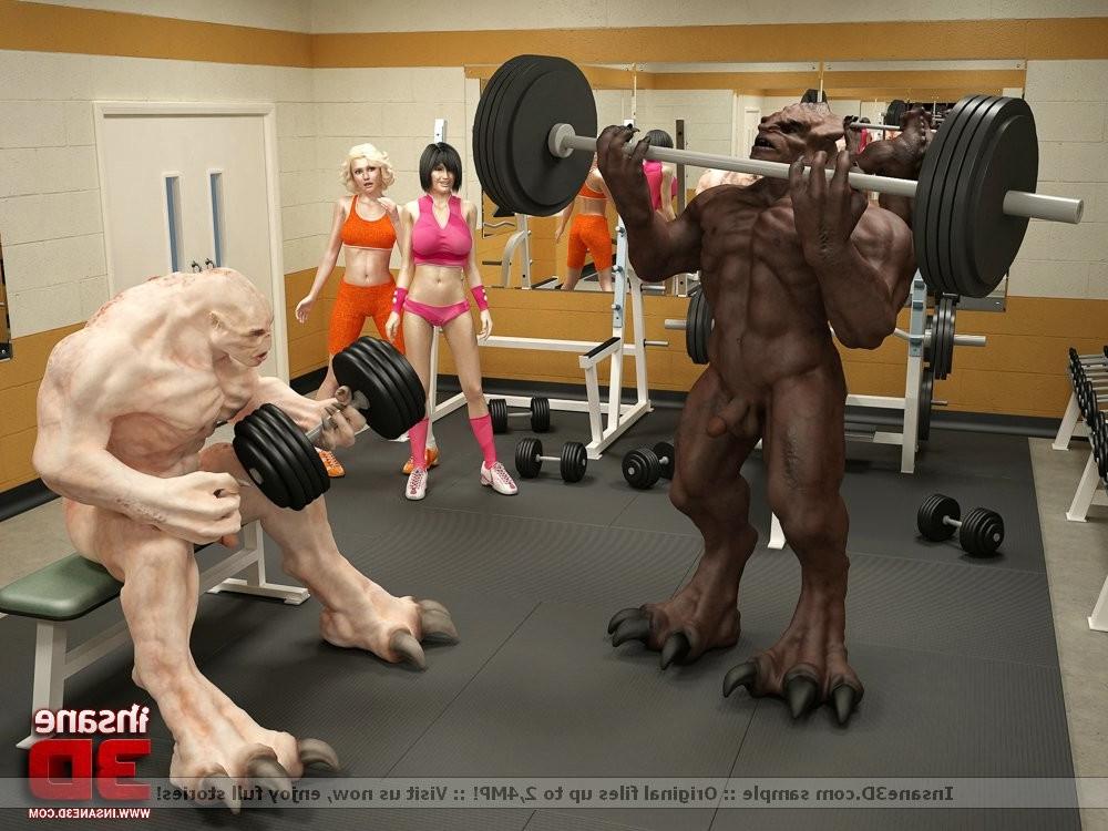 8P 3D sex monsters fucking in the gym