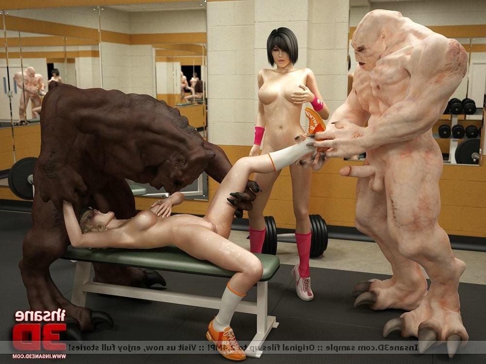8P 3D sex monsters fucking in the gym