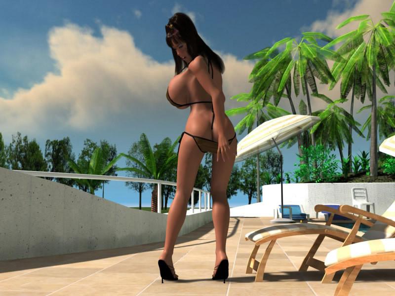 12P Sexy 3D babe boasting huge tits and sucking big cock