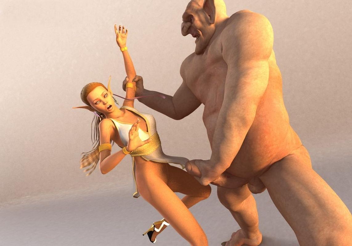 16P Pretty 3d toon elf getting hard fucked and pussy creampied by big trolls