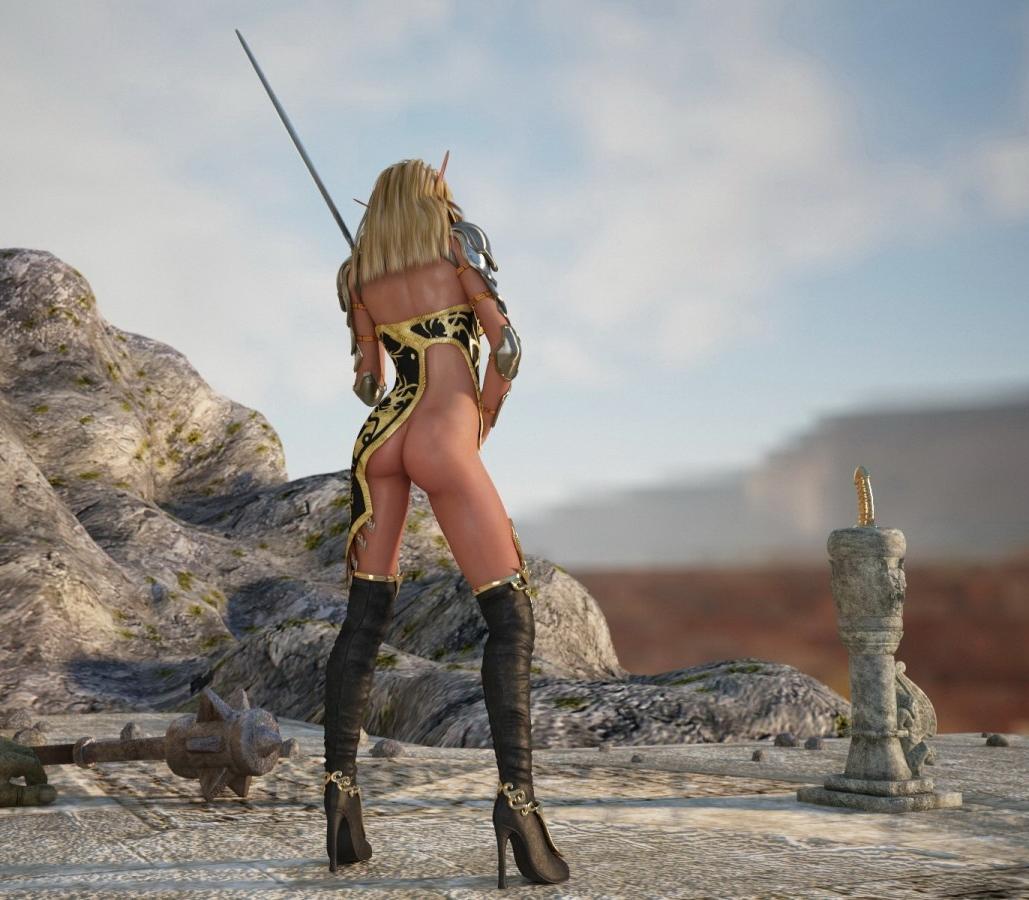 16P Cute blonde elf enjoying anal sex with two men