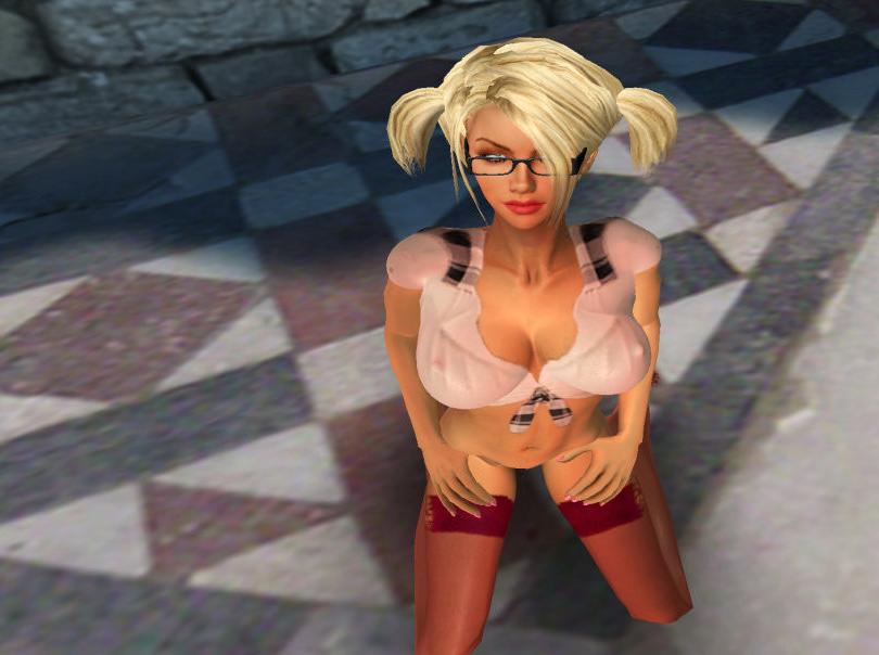 16P Busty blonde virtual babe fucks a big black cock