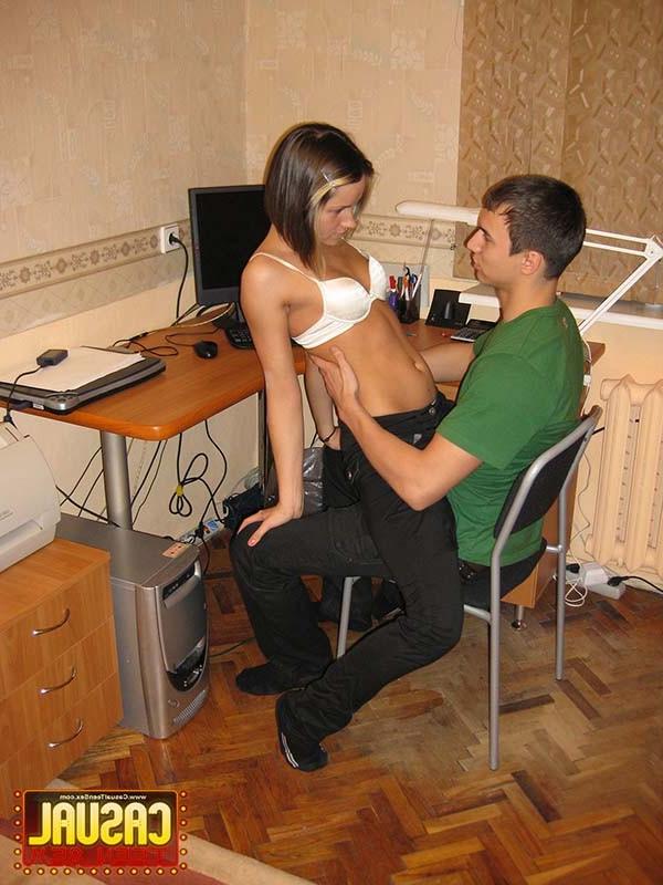 16P Leggy chick rides big cock and bounds at it very fast
