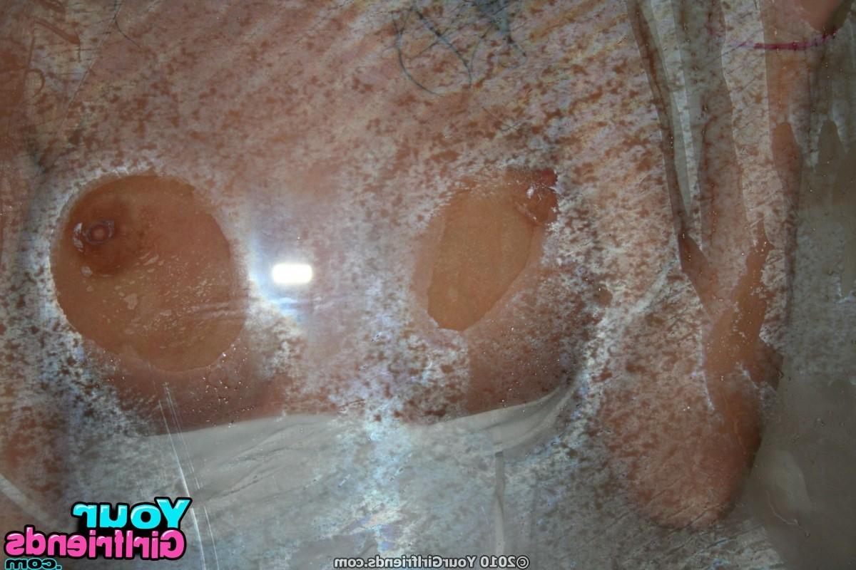 11P Hot girlfriend presses her ass and big tits into the shower door for some hot pi