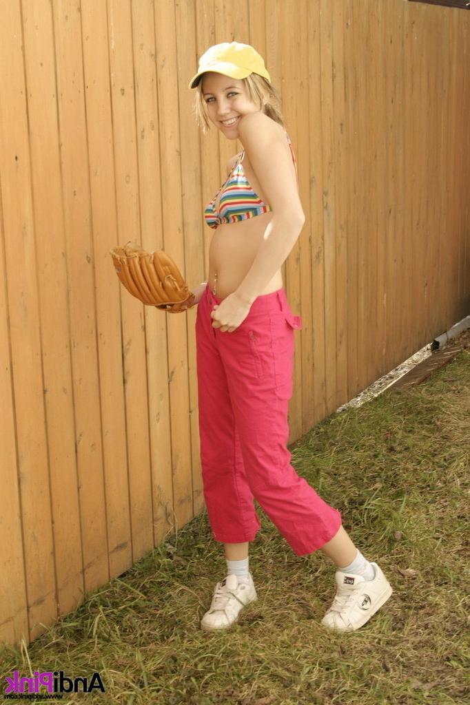 16P Softball teen in bikini outdoors