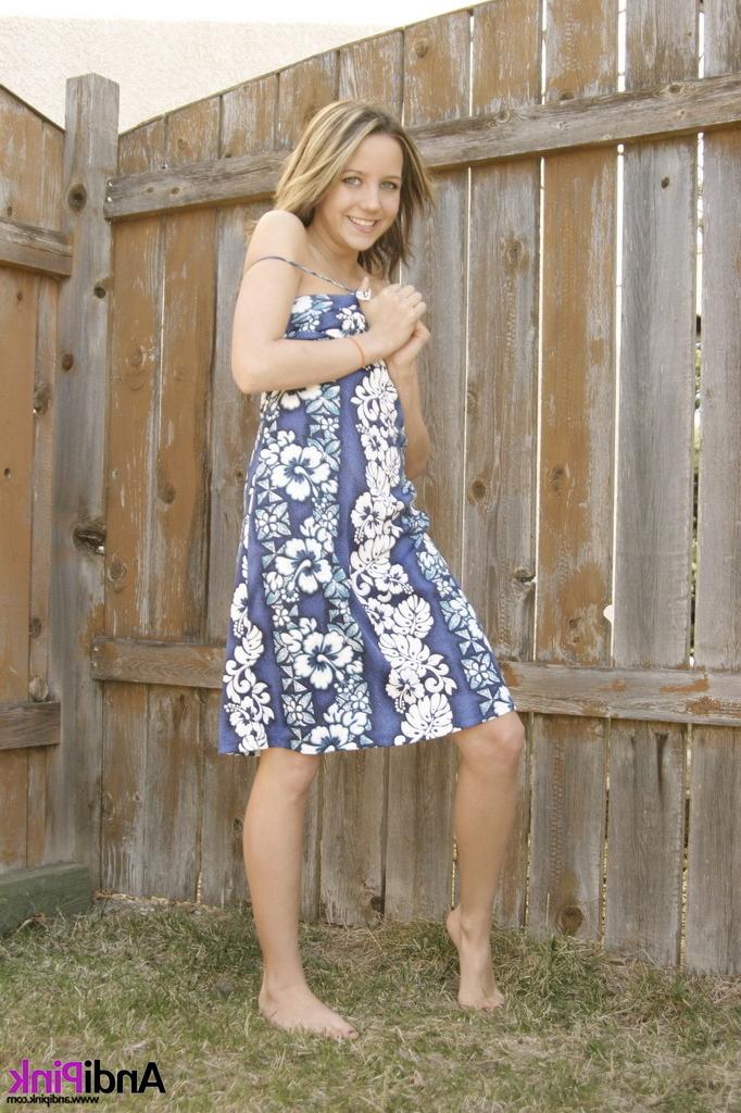 16P Cute teen girl in dress shows tits