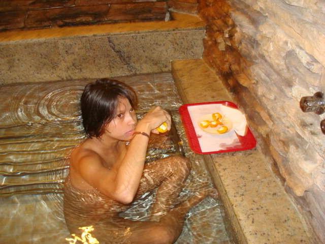 12P Slutty Mexican whore gets naked in a jacuzzi