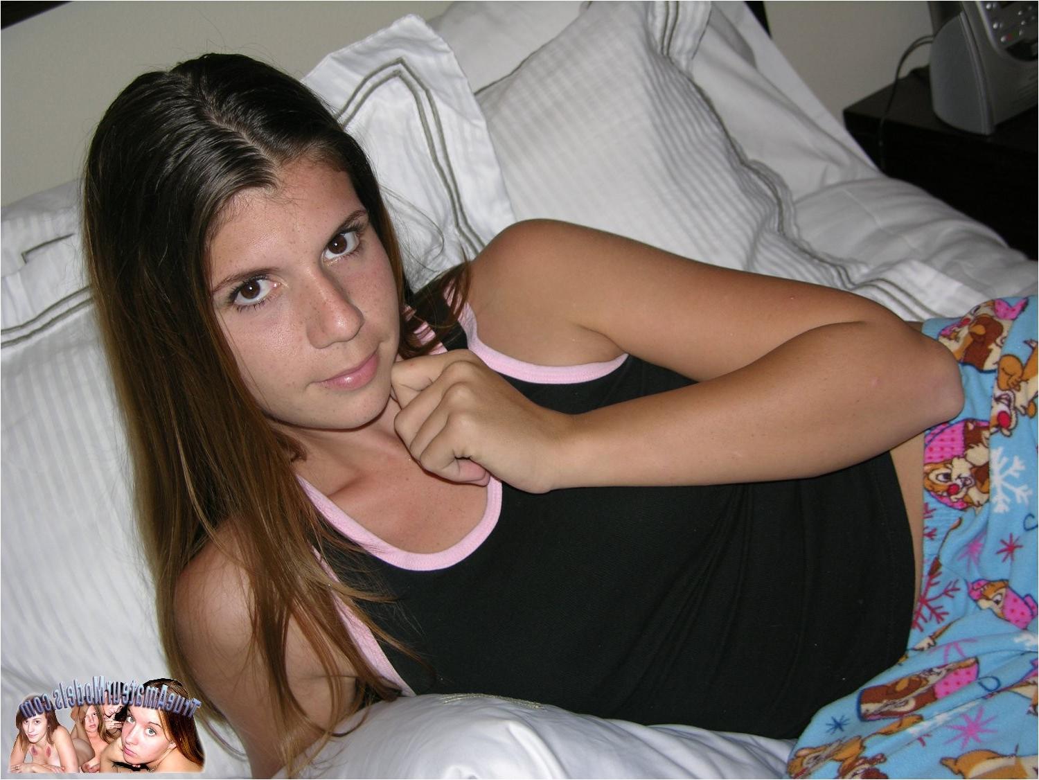 10P Amateur Freckled Face Teen Strips Out Of Her Pajamas