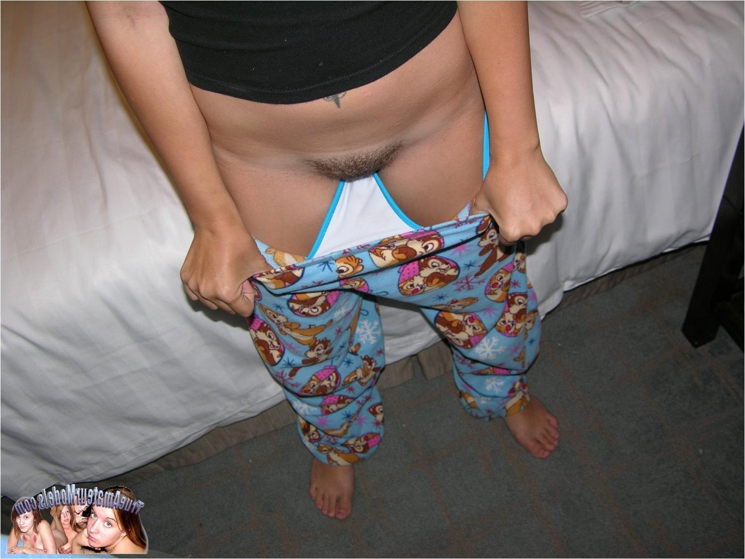 10P Amateur Freckled Face Teen Strips Out Of Her Pajamas