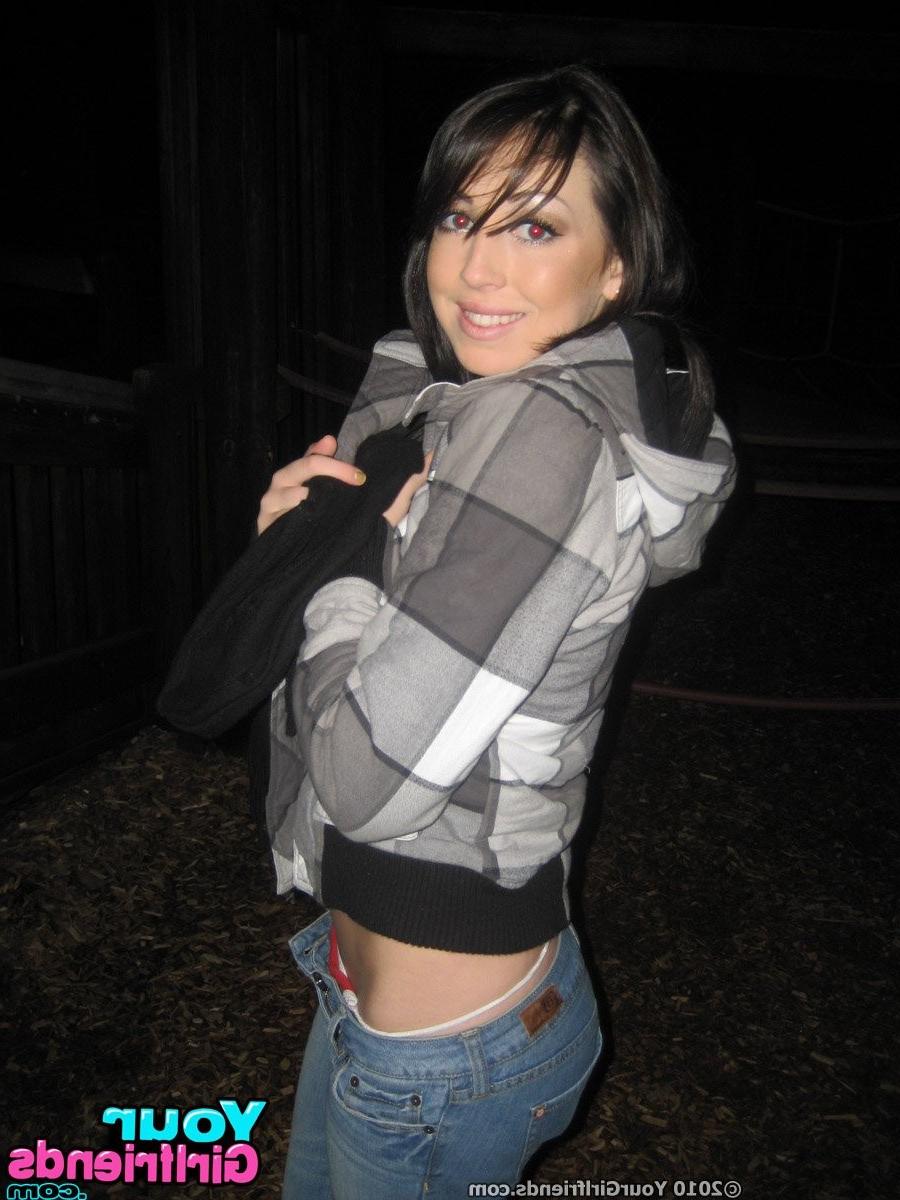 11P Cute Tiffany has a moment of fun and strips while drunk outside a bar.