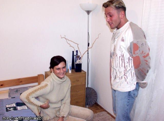 12P Shy brunette amateur work off her rent with sex