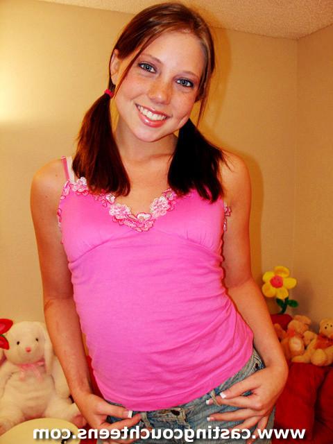 17P Red head teen slides off her cute pink panties for a major dick banging