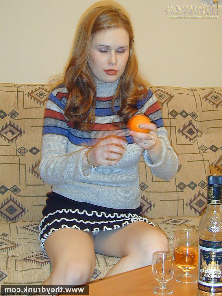 16P Drunk big tits teen blonde Lisa drinks vodka and performs amateu