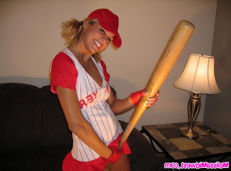 15P Melissa Midwest posing in her baseball outfit