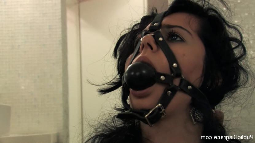 15P Hot Brunette is Tied Up in the Streets and Fucked in a Bar!