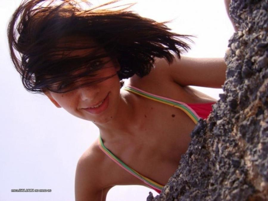 12P Collection of a cute brunette GF posing in her bikini