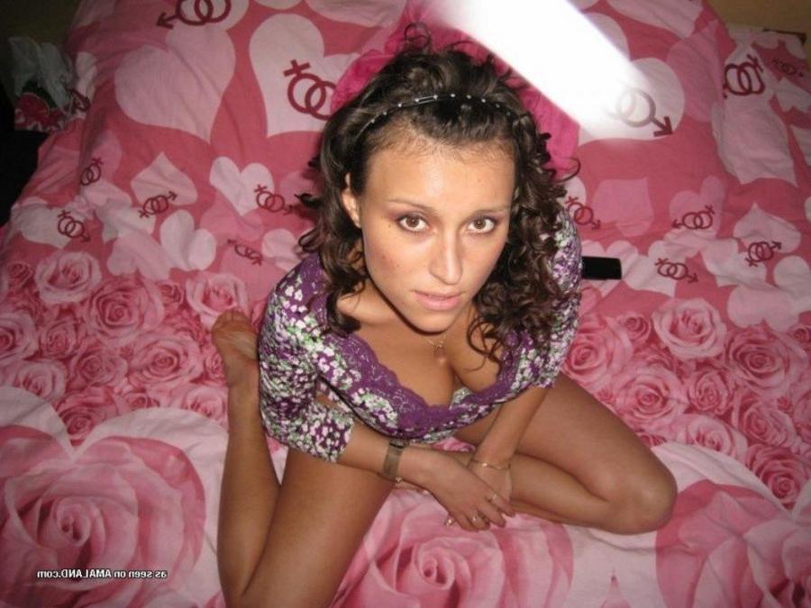 12P Hot and sexy Latin chica posing for her boyfriend on the bed