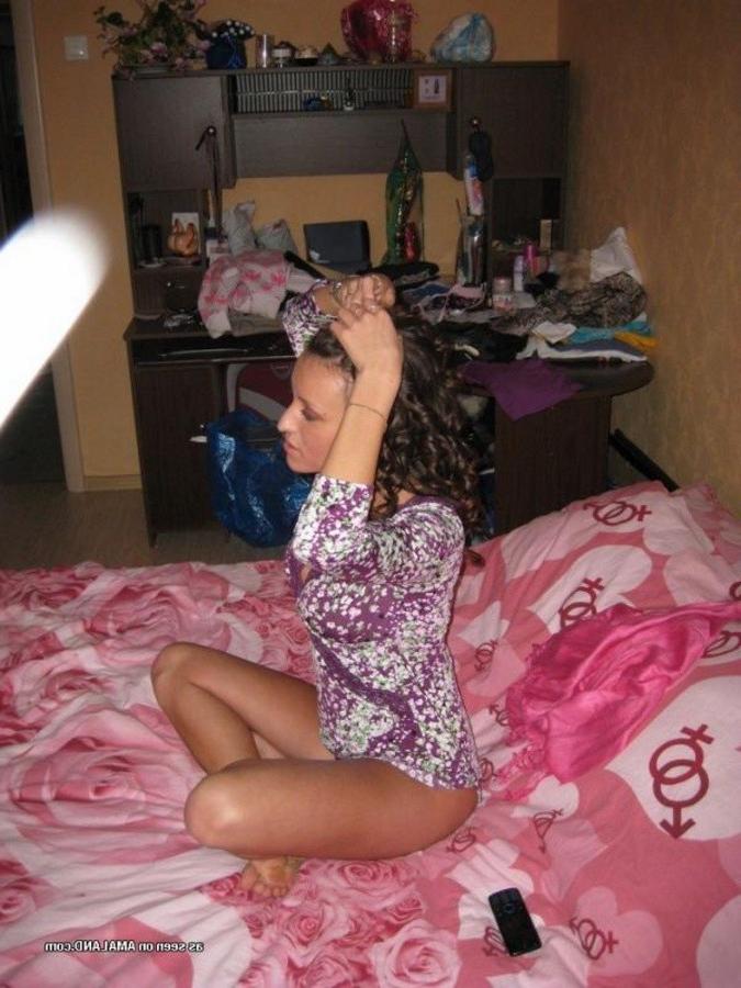12P Hot and sexy Latin chica posing for her boyfriend on the bed