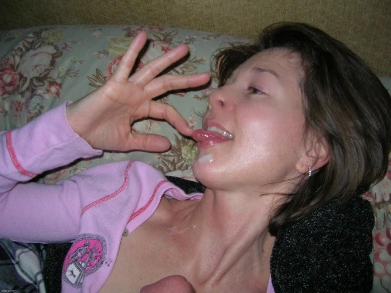 16P Assorted homemade photos of hot amateur babes swallowing hot cum