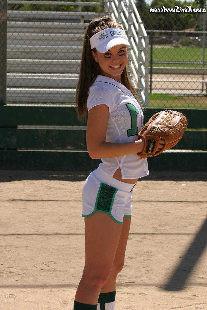 15P A teen girl playing softball at the high school