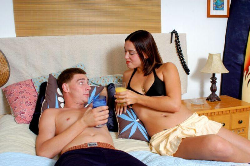 18P Bikini model touches her boyfriend
