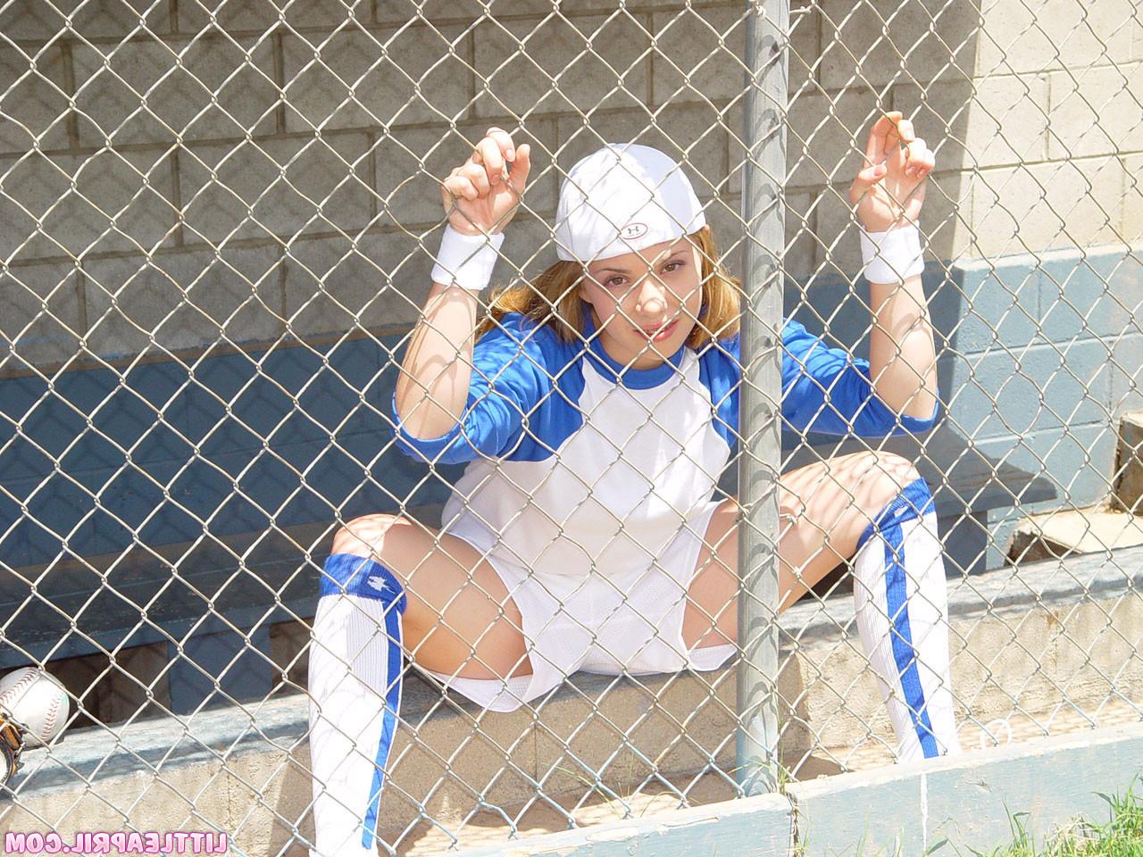 12P April looking cute in her baseball uniform