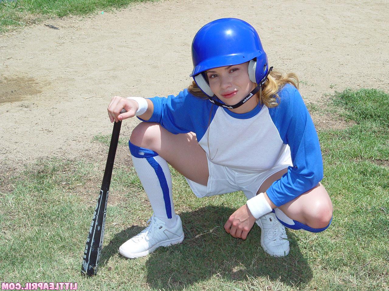 12P April looking cute in her baseball uniform