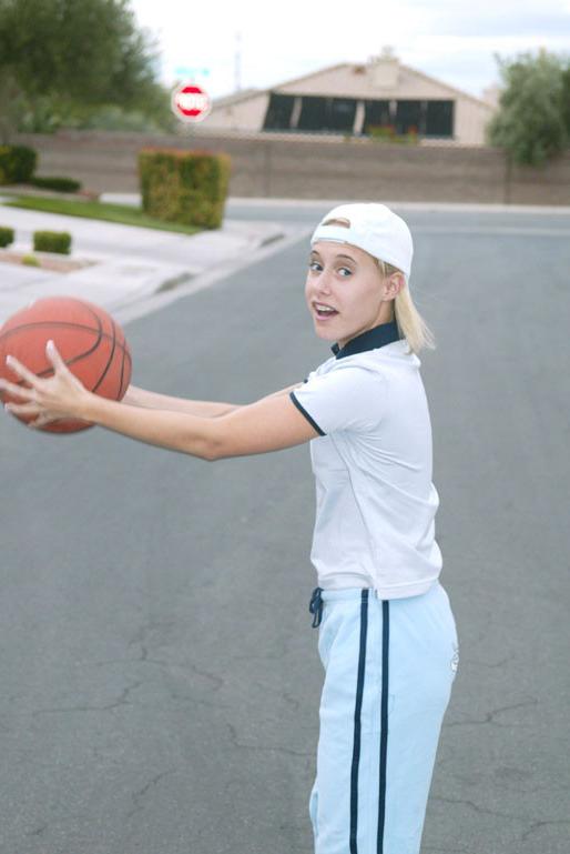 14P Amanda plays with a basketball NAKED!