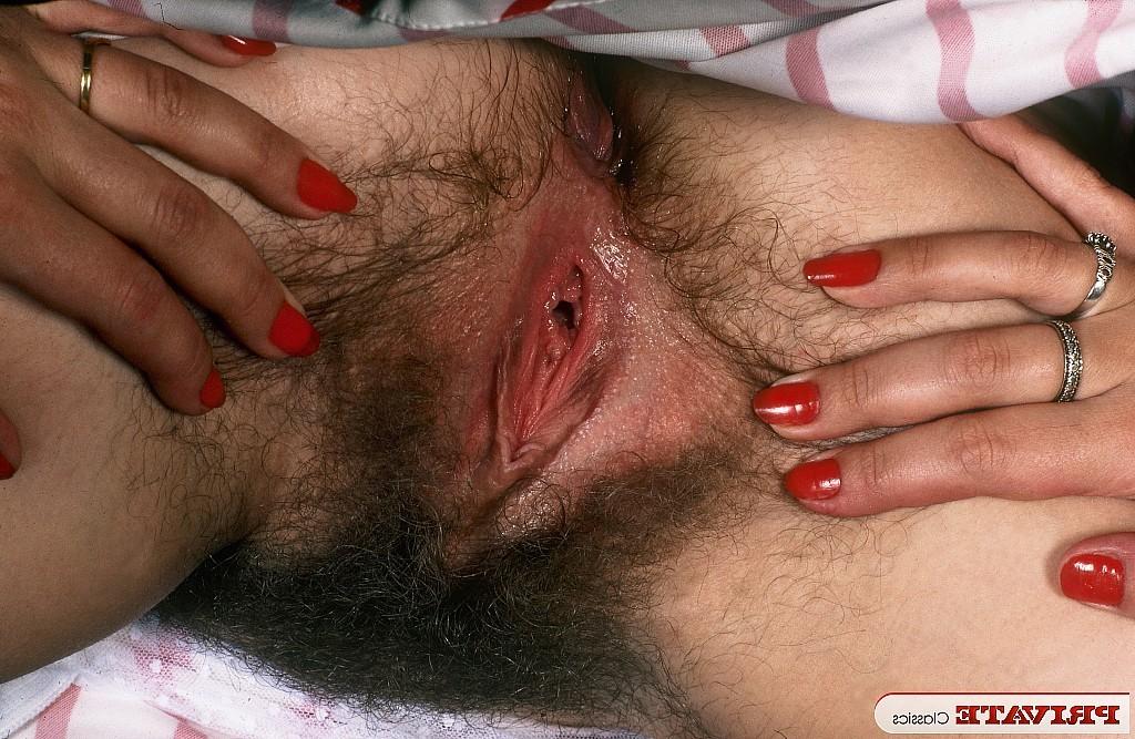 15P Horny classic chick with hairy pussy having interracial sex
