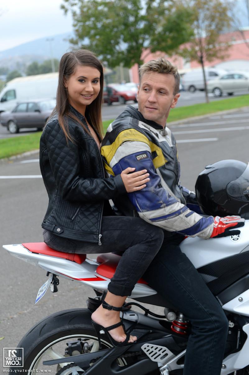 15P Maria Ivanova takes a ride on the bikers massive pole