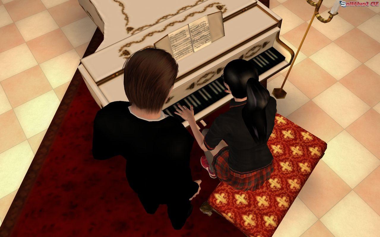 16P 3d animated piano teacher gives a cock lesson