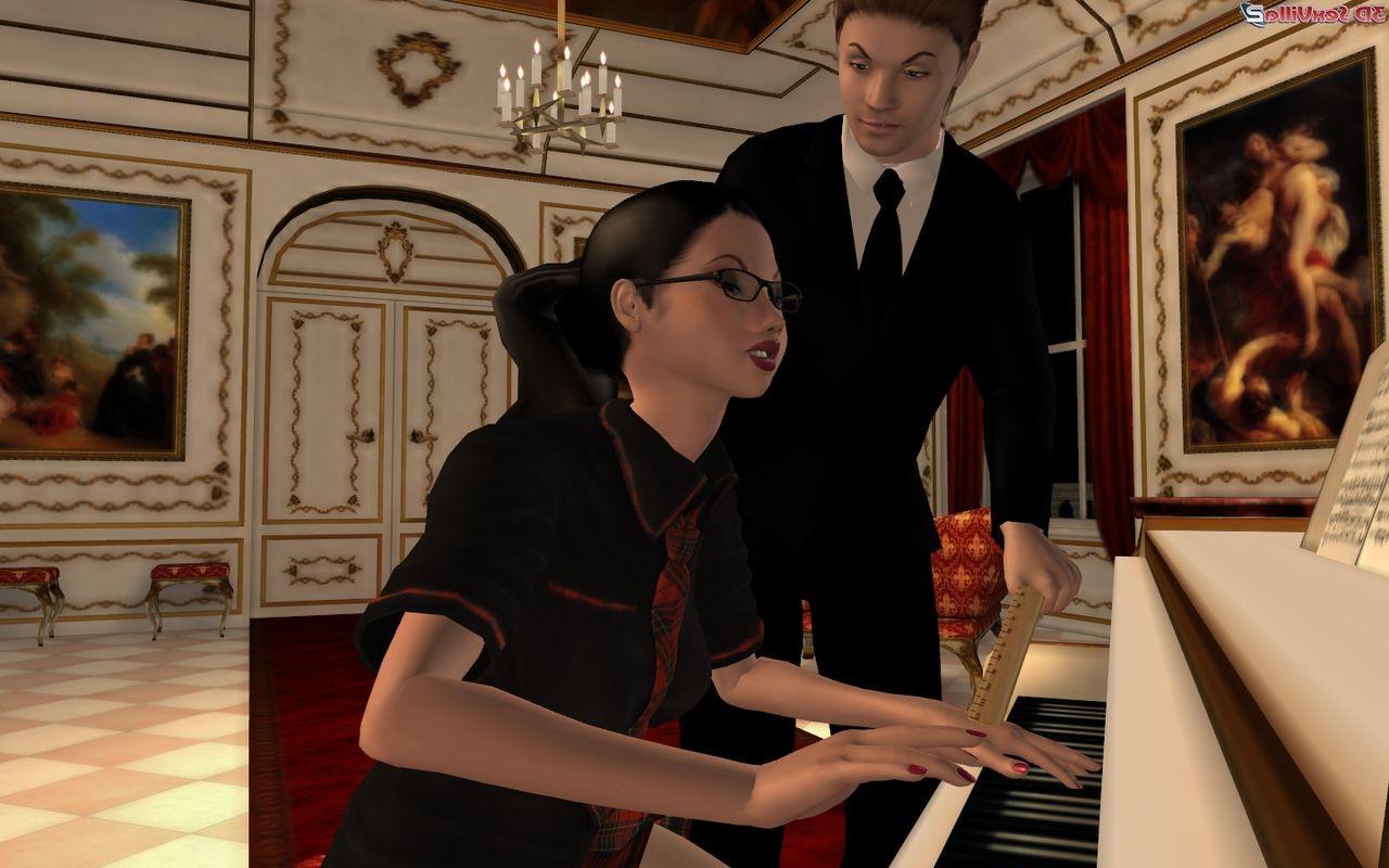 16P 3d animated piano teacher gives a cock lesson
