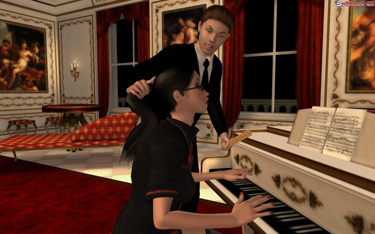 16P 3d animated piano teacher gives a cock lesson