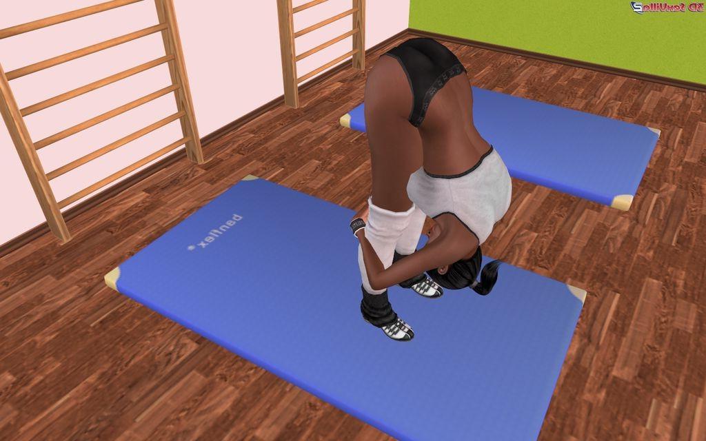 16P Black animated work out babe dicked in her ass