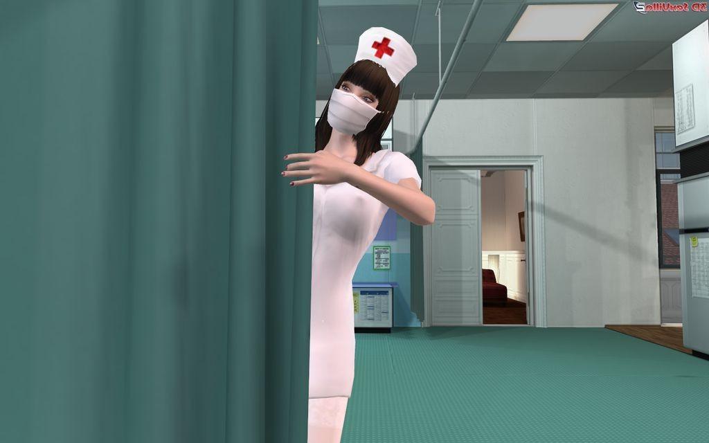 16P Animated lesbian nurses kissing fisting at work