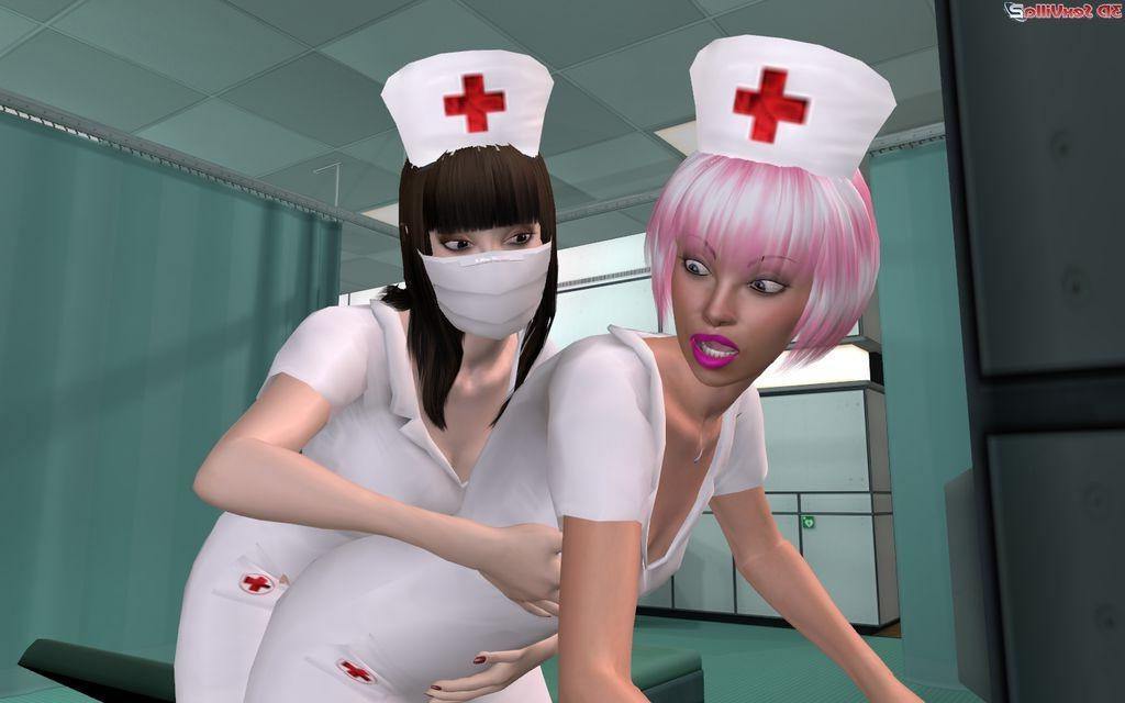16P Animated lesbian nurses kissing fisting at work