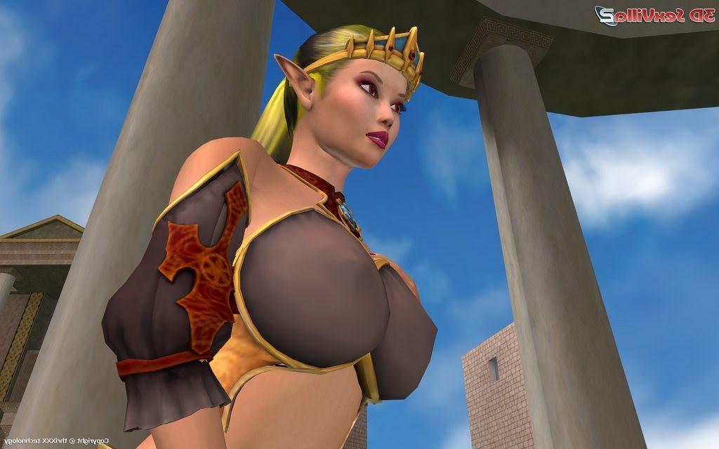 16P Busty 3d animated elven princess getting naked